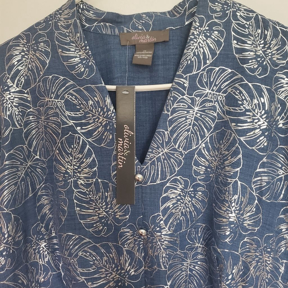 OLIVIA & MARTIN BEAUTIFUL SILVER AND BLUE BLOUSE - Picture 6 of 9